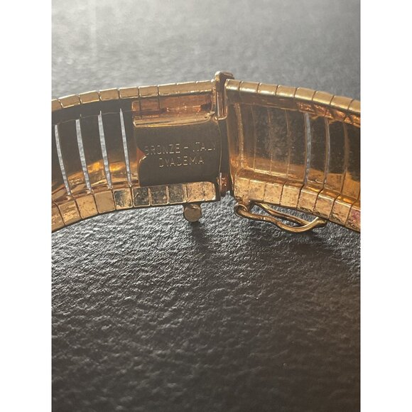 Vintage Bronze Bracelet By Dyabema Italy With Textured Design & Secure Clasp Fit - Picture 4 of 4